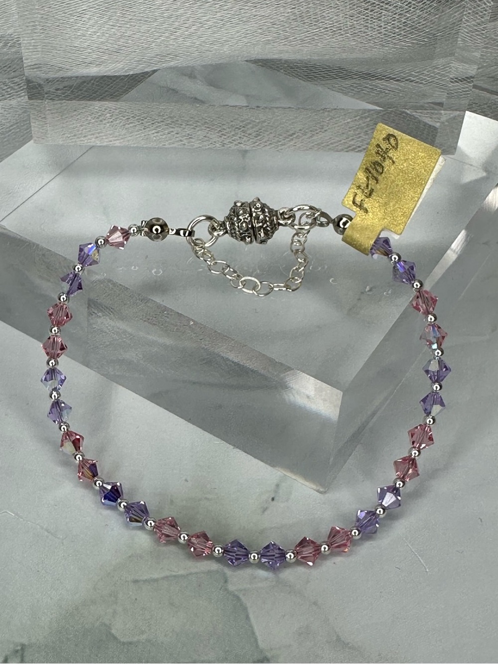 Artisan Genuine Swarovski Crystal Bicone and Sterling Silver Bracelet (FL1040)